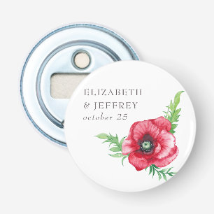 Décapsuleur Rustique Elegant Aquarelle Script Red Poppy Mariag