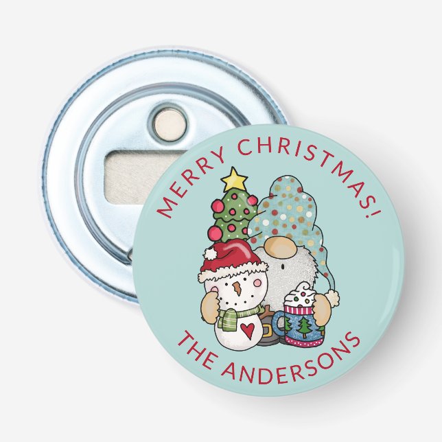 Décapsuleur Rustique Gnome Snowman Botte de Noël Open (Devant)