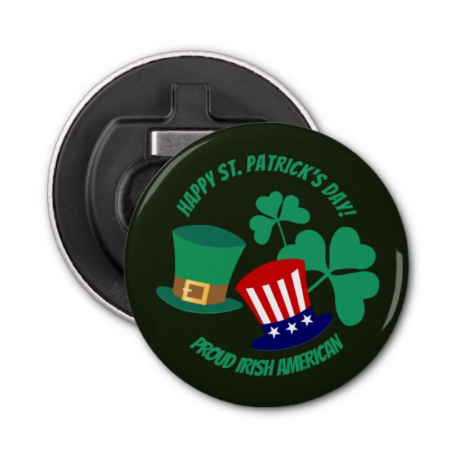 Décapsuleur Saint Patrick's Day fier Irish American Magnet (Devant)