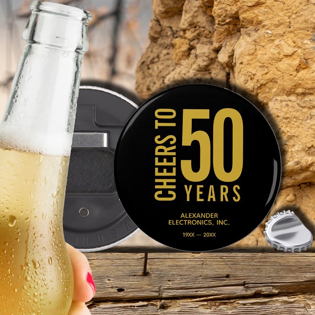 Décapsuleur Salutations à 50 ans anniversaire d'affaires (CHANGE TO ANY YEAR! Sticks to any metal surface, great on your fridge, anniversary bottle opener.)