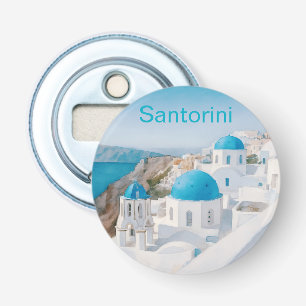 Décapsuleur Santorin, Grèce, avec des dômes bleus