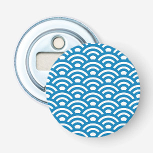 Décapsuleur Seigaiha, Vagues, Japonais, Bleu et Blanc