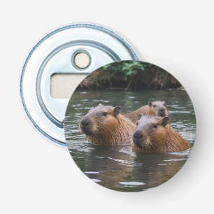 Décapsuleur "Sérénité de la rivière : Capybaras nage dans le f