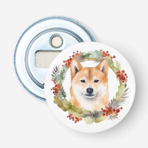 Décapsuleur Shiba Inu Festive de la couronne de Noël Coupe