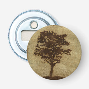 Décapsuleur Silhouette d'arbre sur l'arrière - plan en bronze