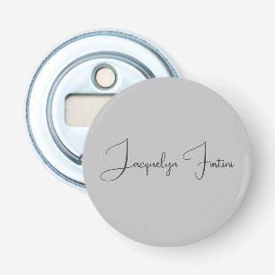 Décapsuleur Silver Color Elegant Grey Calligraphy Nom du scrip