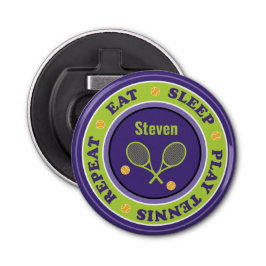 Décapsuleur slogan de tennis cool, violet et vert 