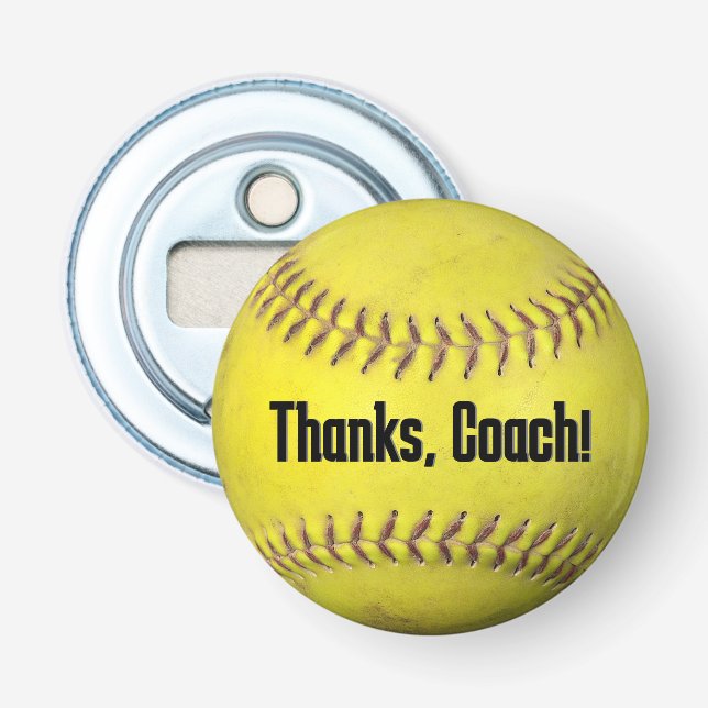 Décapsuleur Softball jaune pour entraîneur (Devant)