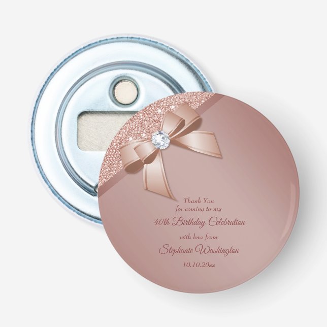 Décapsuleur Sparkles & Rose Gold Glamour Birthday (Devant)