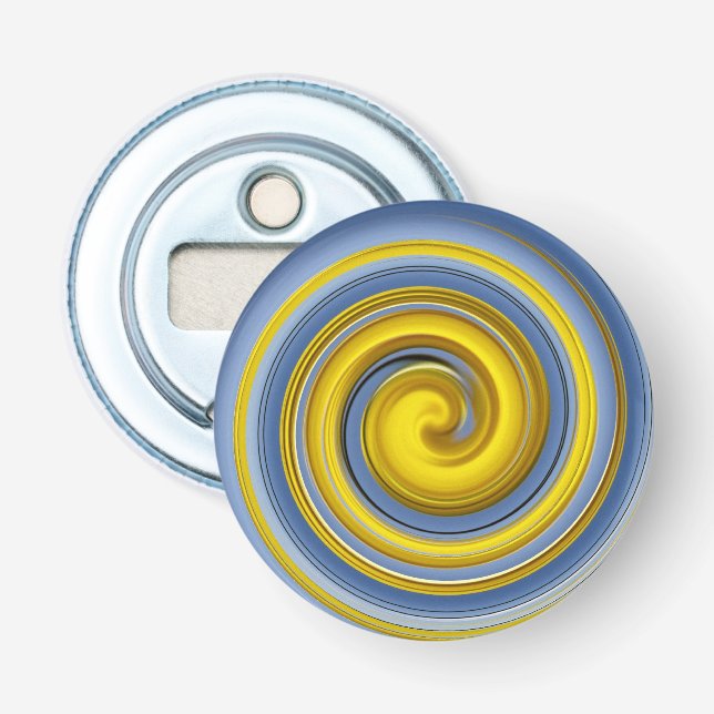 Décapsuleur spirale jaune et bleue cool (Devant)