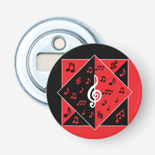 Décapsuleur Stylish Art déco Music Notes Red White