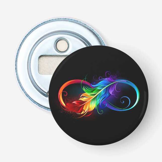 Décapsuleur Symbole d'infini avec plume arc-en-ciel (Devant)