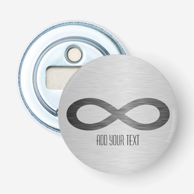 Décapsuleur Symbole d'infini sur la texture métallique de Faux (Devant)