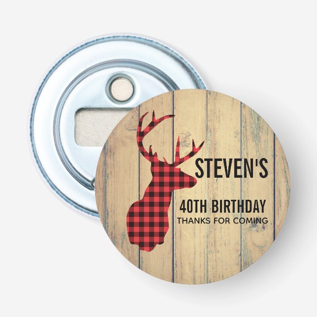 Décapsuleur Tête de cerf avec Antlers - Rouge rustique Plaid (Devant)