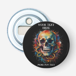 Décapsuleur Tête de crâne avec pointes de peinture multicolore