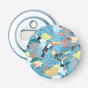 Décapsuleur Texture tropicale avec des toucans et des colibris