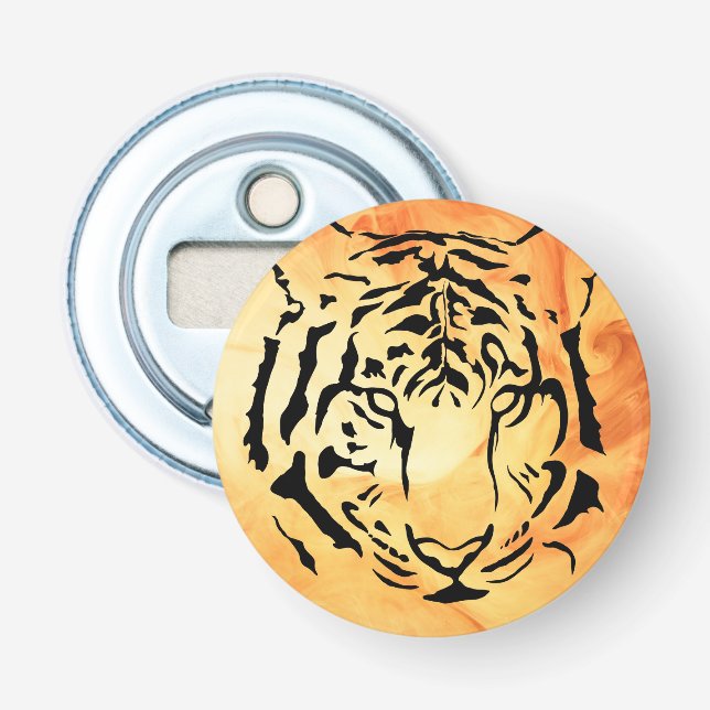 Décapsuleur Tigre à rayures noires sur orange vif (Devant)