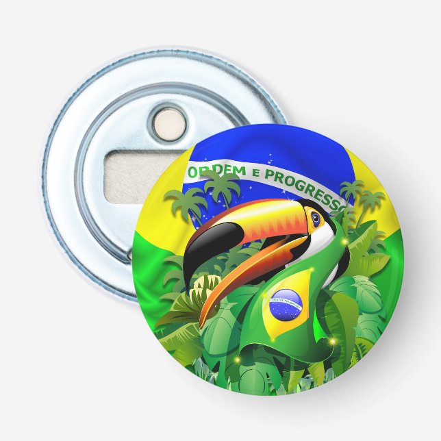 Décapsuleur Toco Toucan avec drapeau brésilien (Devant)