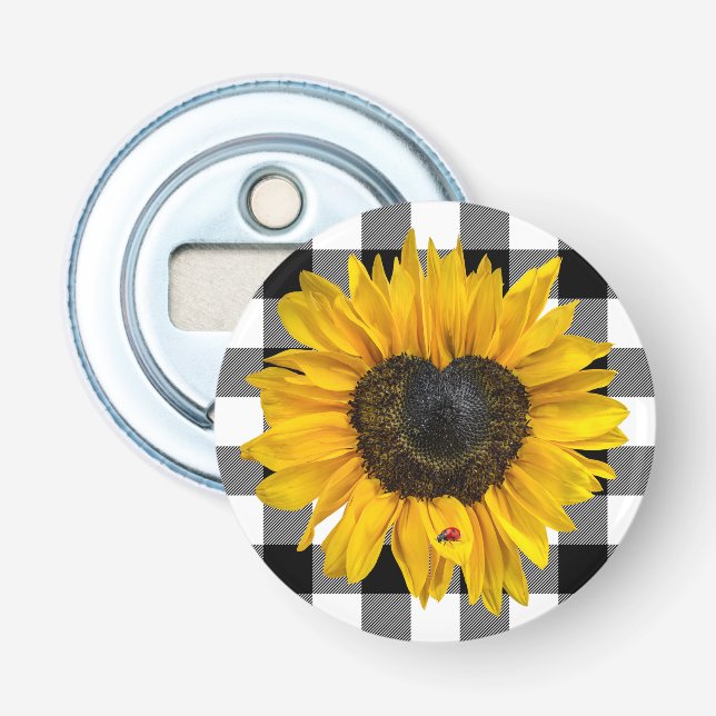 Décapsuleur Tournesol du coeur avec coccinelle (Devant)