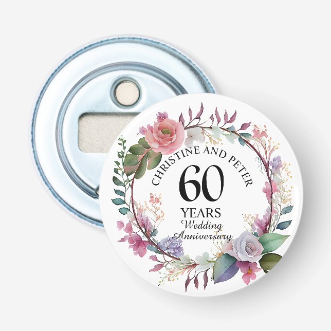 Décapsuleur Tout Mariage (60) Élégant Anniversaire Floral Favo (Devant)