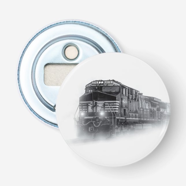 Décapsuleur Trains de train noir et blanc (Devant)