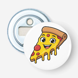 Décapsuleur Tranches de pizza drôle et heureuse avec fromage e