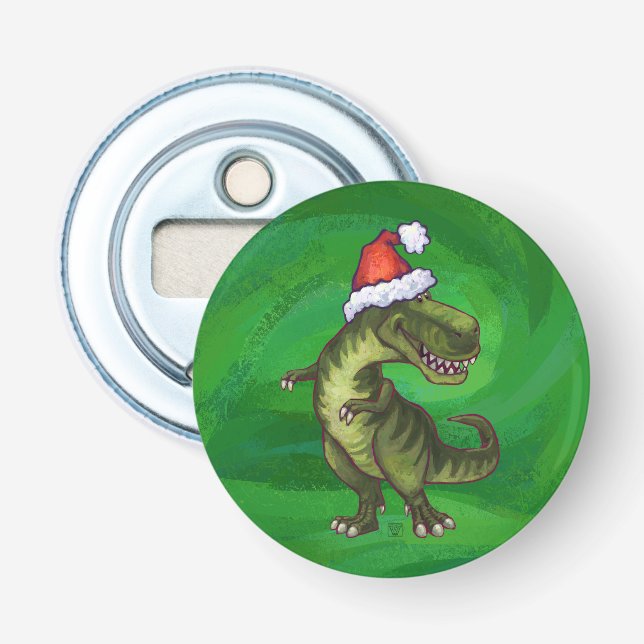 Décapsuleur TRex à Santa Hat sur Green (Devant)