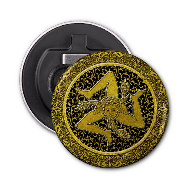 Décapsuleur Trinacria sicilien baroque fleuri (Devant)