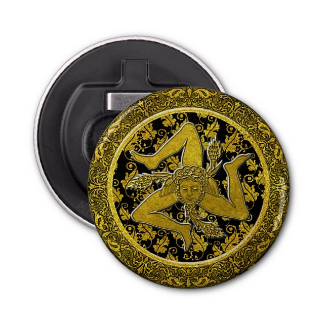 Décapsuleur Trinacria sicilien baroque fleuri (Devant)