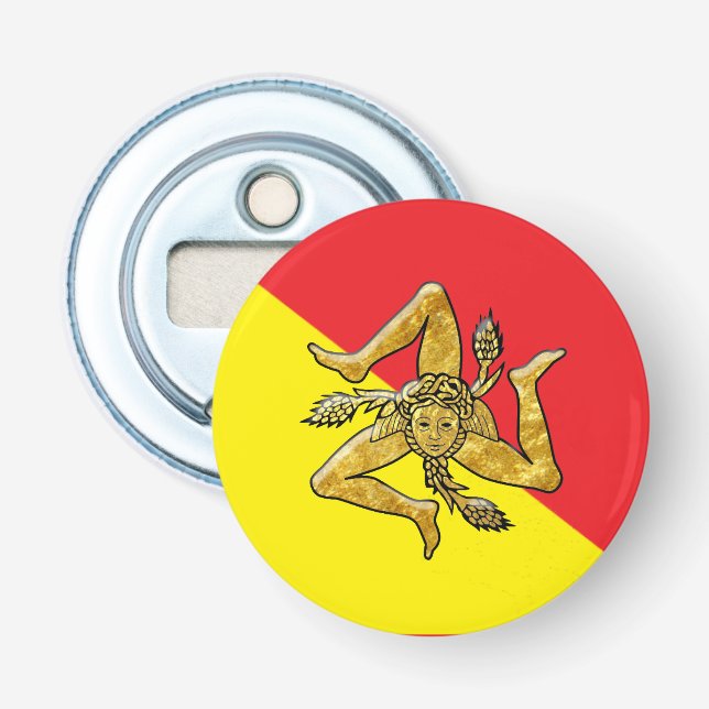 Décapsuleur Trinacria sicilien et drapeau (Devant)
