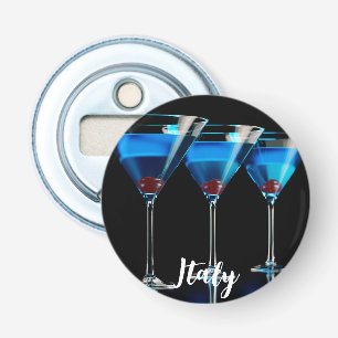 Décapsuleur Trois cocktails bleus avec cerise sur noir