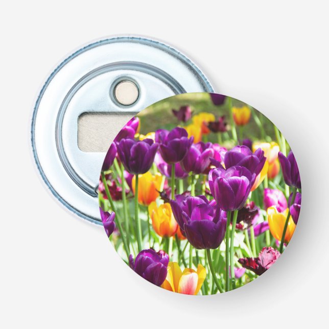 Décapsuleur Tulipes mignonnes pourpres et jaunes (Devant)