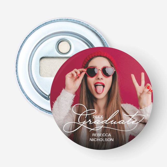 Décapsuleur Typographie des diplômés Photo Simple (Devant)