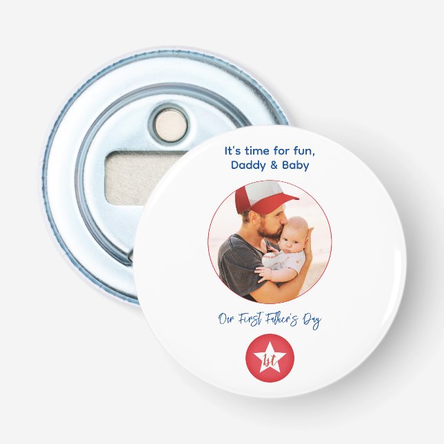 Décapsuleur Typographie mignonne Première Fête des pères moder (Devant)