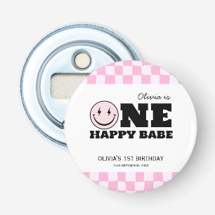Décapsuleur Un bon bébé rose À damiers anniversaire