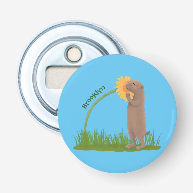 Décapsuleur Un mignon chien de prairie reniflant la caricature (Devant)