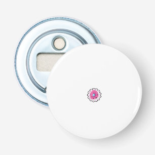 Décapsuleur une fleur rose avec un centre bleu sur un fond bla