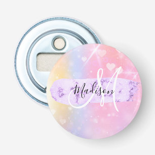 Décapsuleur Unicorne colorée fille Coeurs arc-en-ciel Monogram