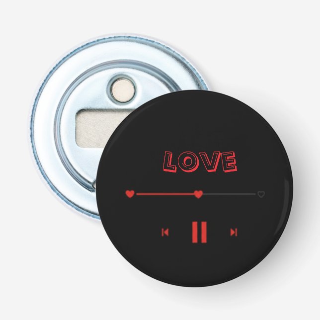 Décapsuleur Valentine's Romantic  Badge— Cute Love Pin Button (Devant)