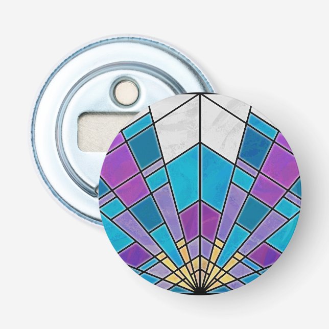 Décapsuleur Verre de taches avec Motif d'angle bleu et violet (Devant)