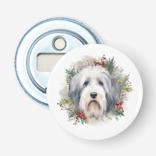 Décapsuleur Vieux anglais Sheepdog Christmas Wreath Festive Pu