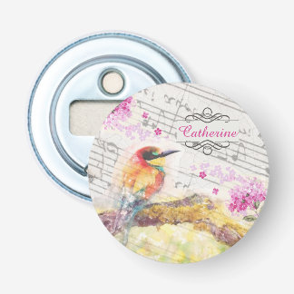 Décapsuleur Vintage oiseau sur les fleurs roses de l'arbre déc