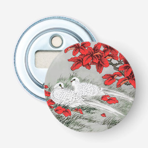 Décapsuleur Vintages Feuilles blancs et rouges sur gris / gris