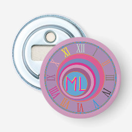 Décapsuleur Vos Initiales Horloge Art rose violet bleu couleur