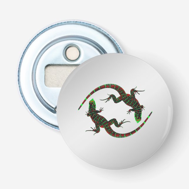 Décapsuleur Yin Yang Lizards Argent (Devant)