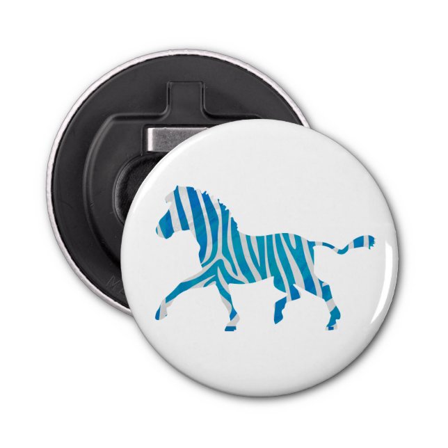 Décapsuleur Zebra Silhouette Bleu et Blanc (Devant)