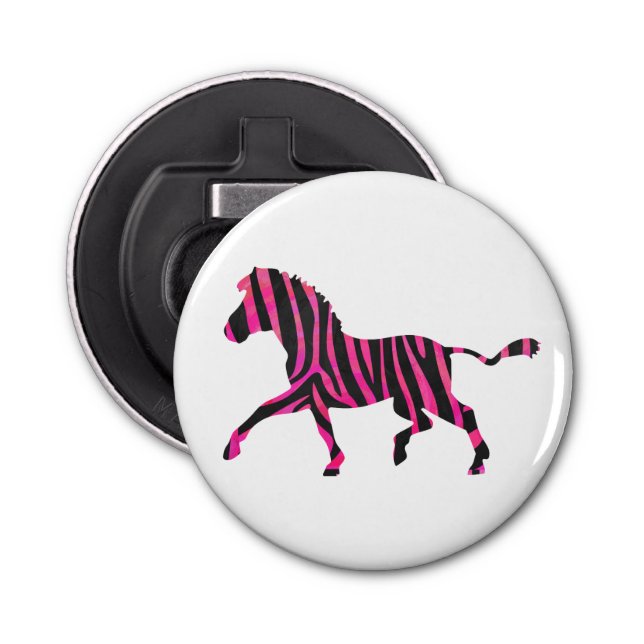 Décapsuleur Zebra Silhouette noir et rose chaud (Devant)