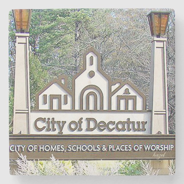 Decatur Georgia Untersetzer, Stadt Decatur Steinuntersetzer (Vorderseite)
