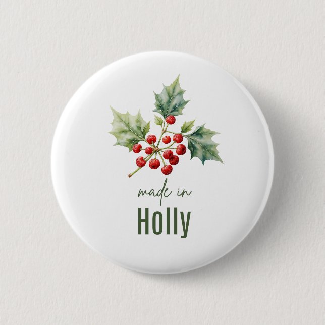 December Holly  Birth Flower Flat Thank You  Button (Vorderseite)