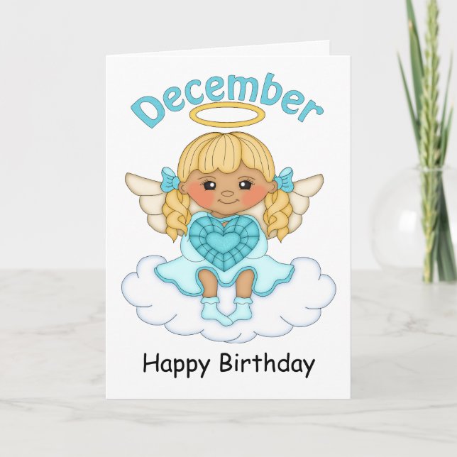Décembre Birthstone Angel Blonde Carte d'anniversa (Devant)